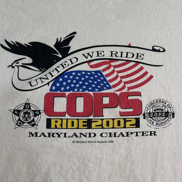 Vintage United We Ride Maryland FOP Men’s Size 2XL Tee Y2K Biker Distressed - Picture 2 of 16
